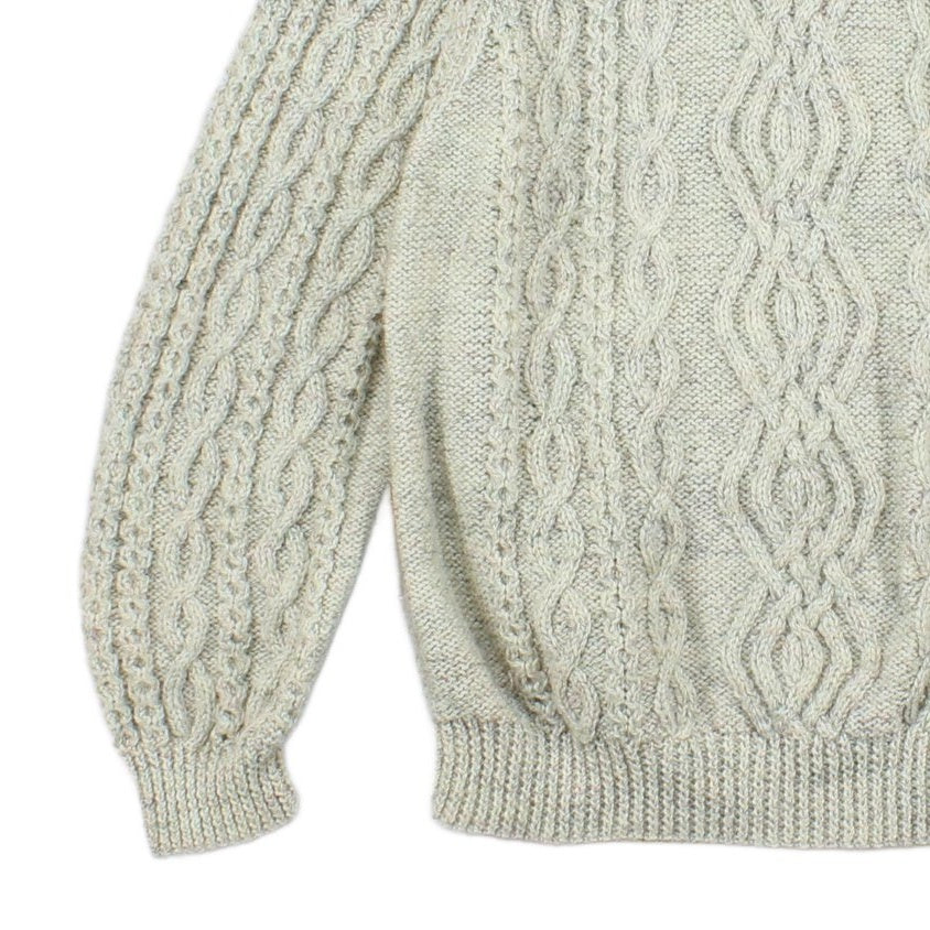 Mens Aran Knit Jumper Cable Knit Crew Neck