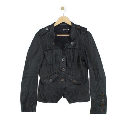 Womens Leather Jacket Made In Italy Button Up