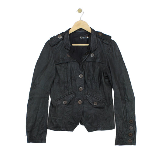 Womens Leather Jacket Made In Italy Button Up