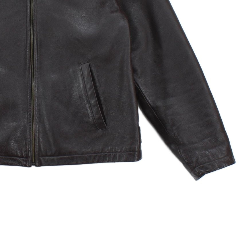 Mens Leather Jacket Zip Collared