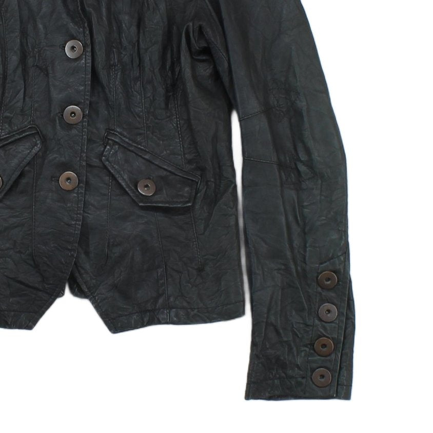 Womens Leather Jacket Made In Italy Button Up