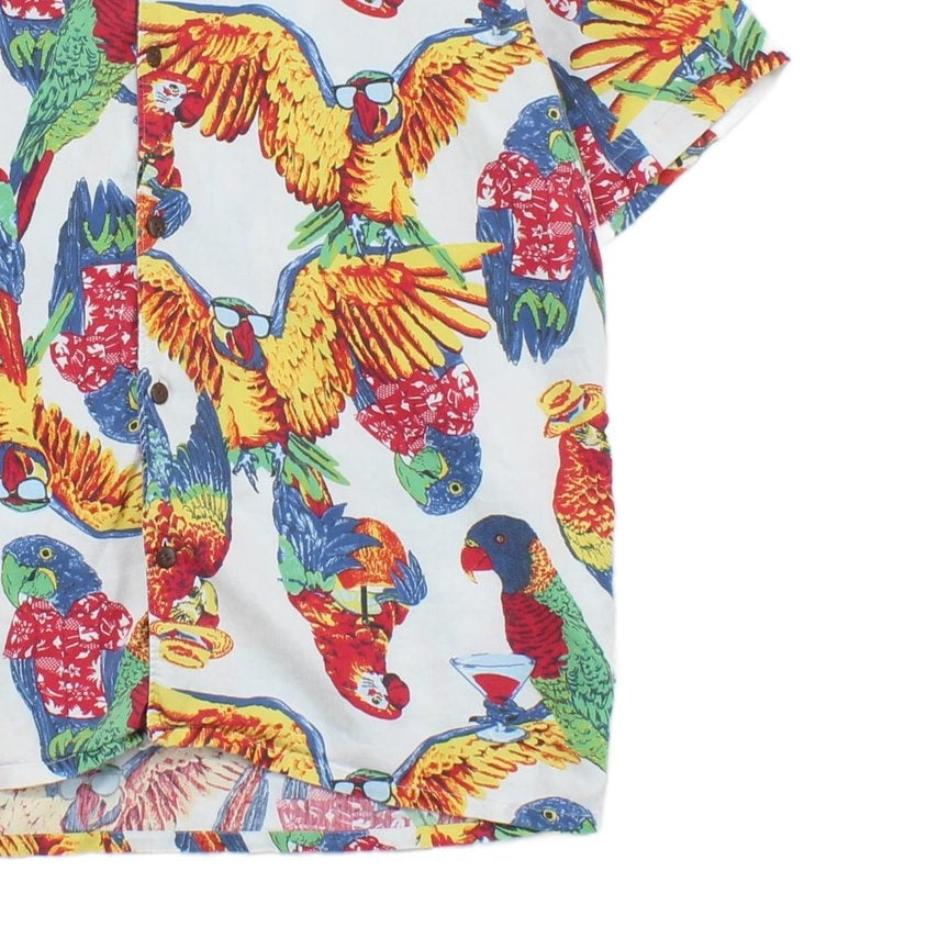 Mens Patterned Shirt Parrot Hawaiian Revere Collar