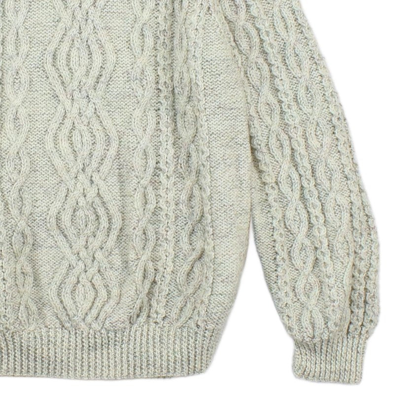 Mens Aran Knit Jumper Cable Knit Crew Neck
