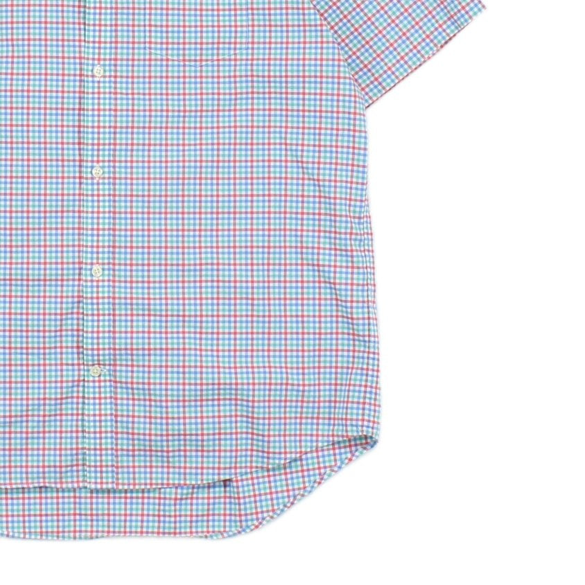 Mens Check Shirt Short Sleeve Button Down Classic