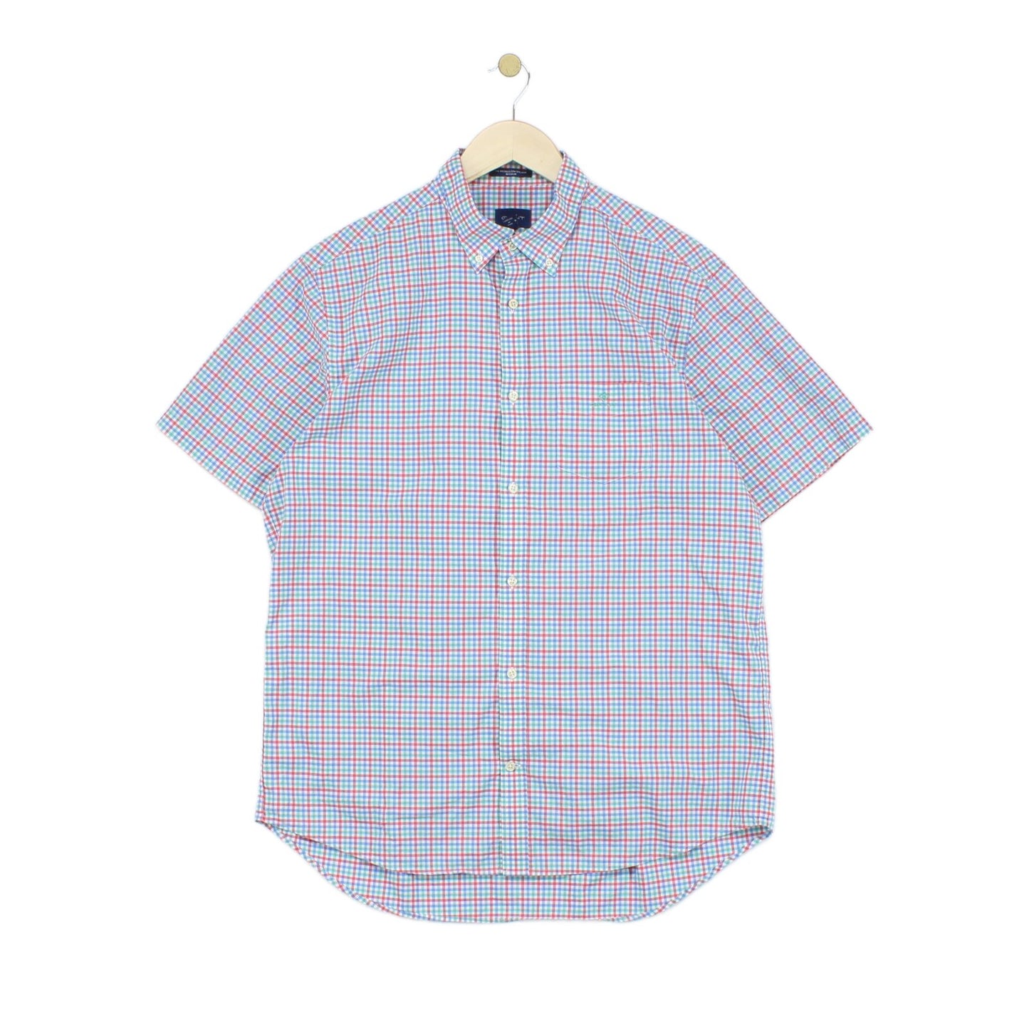 Mens Check Shirt Short Sleeve Button Down Classic