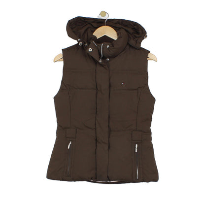 Womens Down Bodywarmer Hooded Puffed Sleeveless