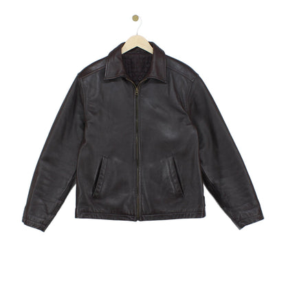 Mens Leather Jacket Zip Collared