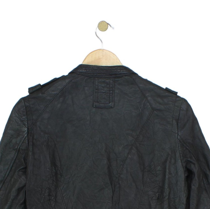 Womens Leather Jacket Made In Italy Button Up