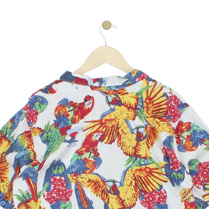 Mens Patterned Shirt Parrot Hawaiian Revere Collar