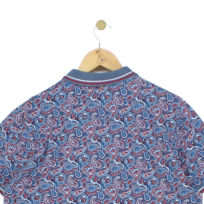 Mens Paisley Polo Shirt Made In Portugal Short Sleeve