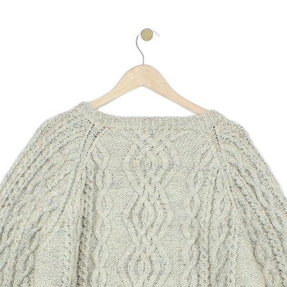 Mens Aran Knit Jumper Cable Knit Crew Neck