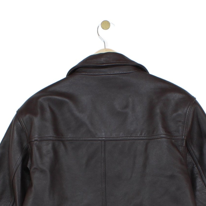Mens Leather Jacket Zip Collared
