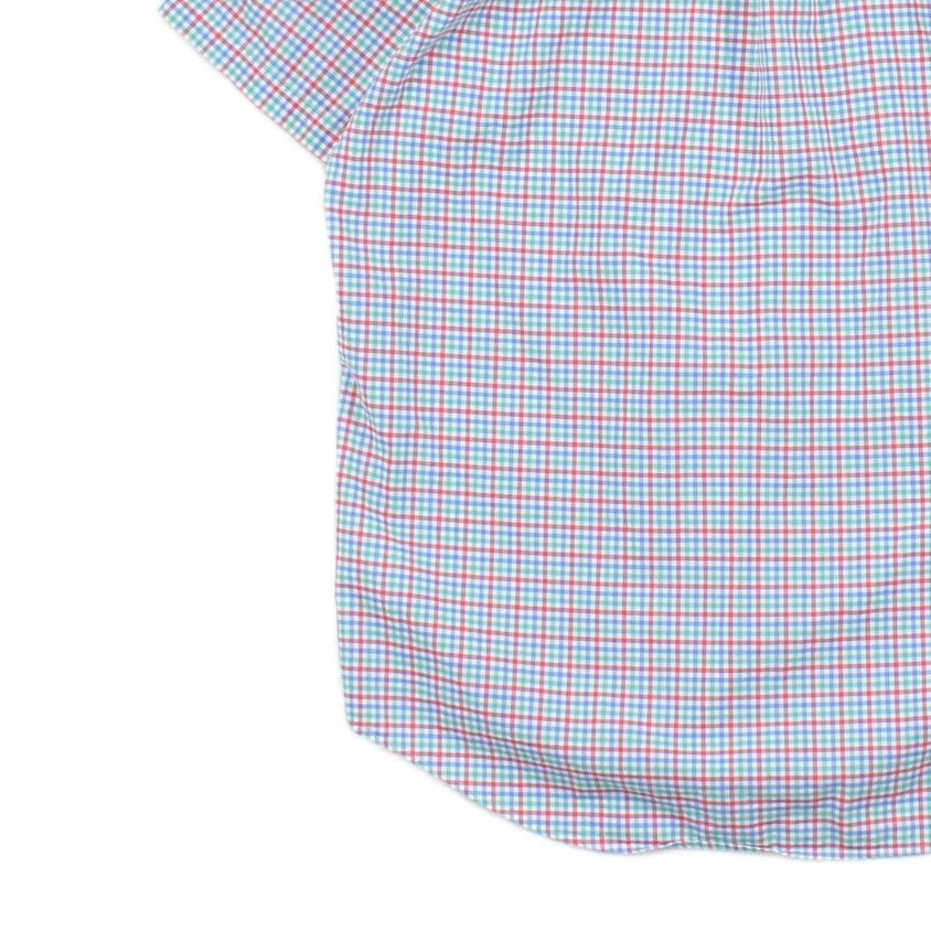 Mens Check Shirt Short Sleeve Button Down Classic