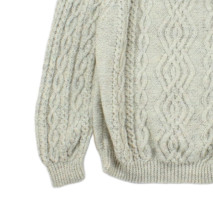 Mens Aran Knit Jumper Cable Knit Crew Neck