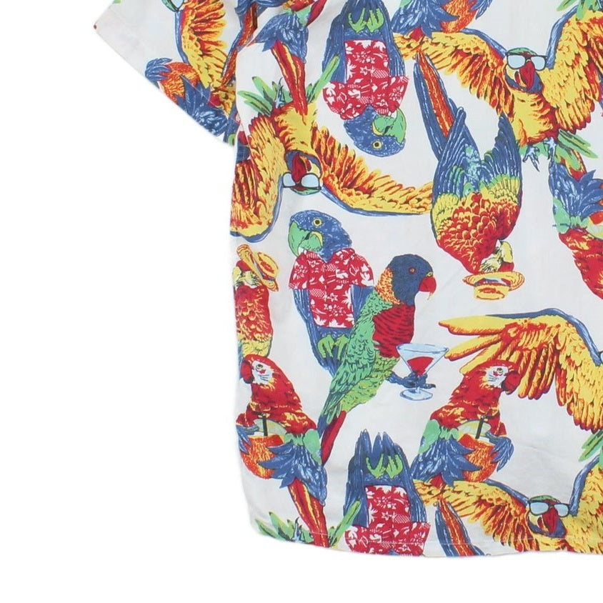 Mens Patterned Shirt Parrot Hawaiian Revere Collar