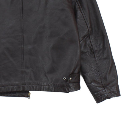 Mens Leather Jacket Zip Collared