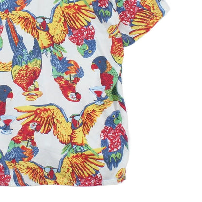 Mens Patterned Shirt Parrot Hawaiian Revere Collar