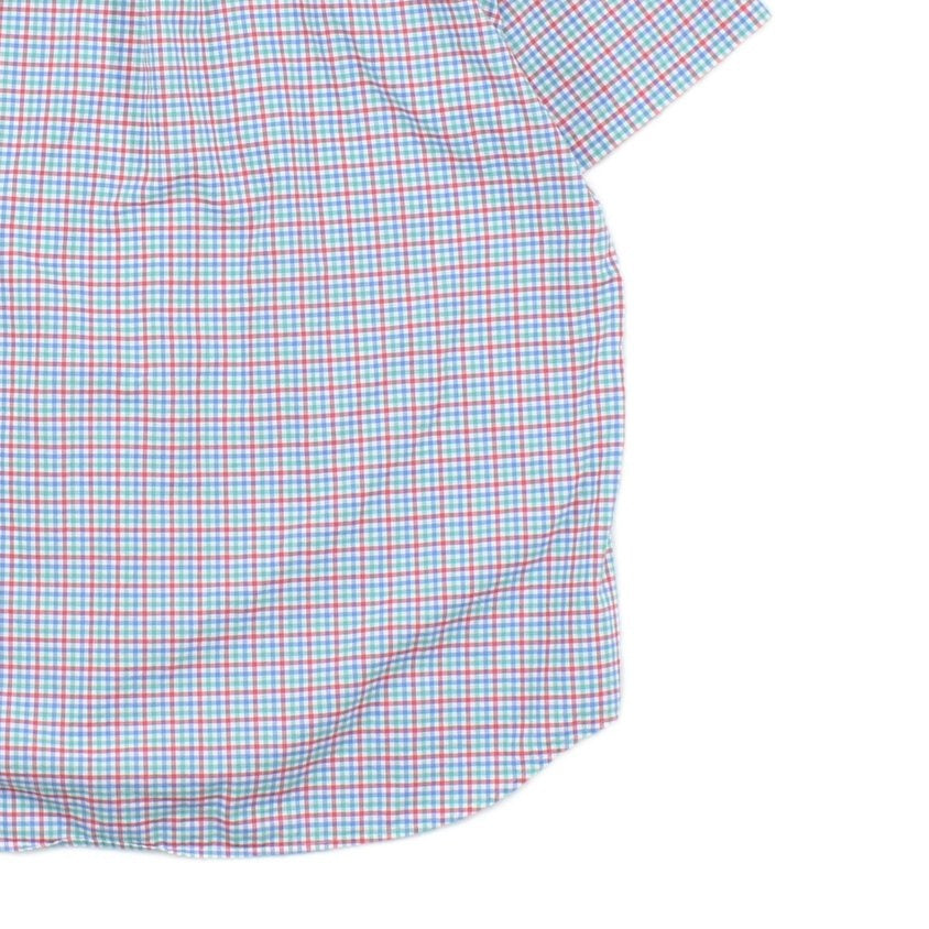 Mens Check Shirt Short Sleeve Button Down Classic