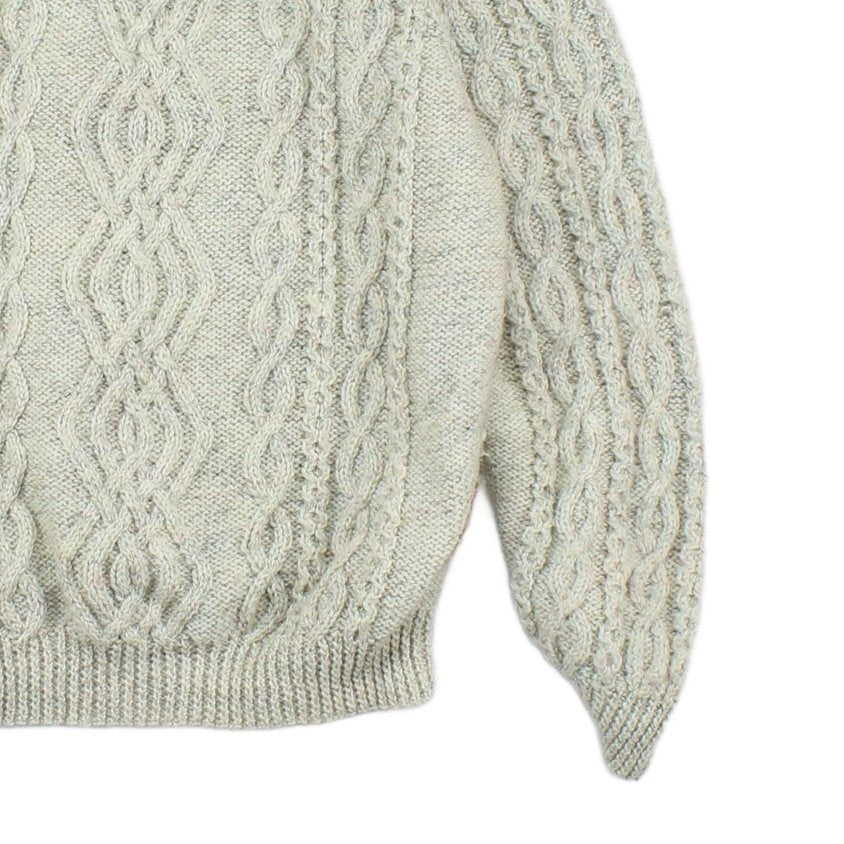 Mens Aran Knit Jumper Cable Knit Crew Neck