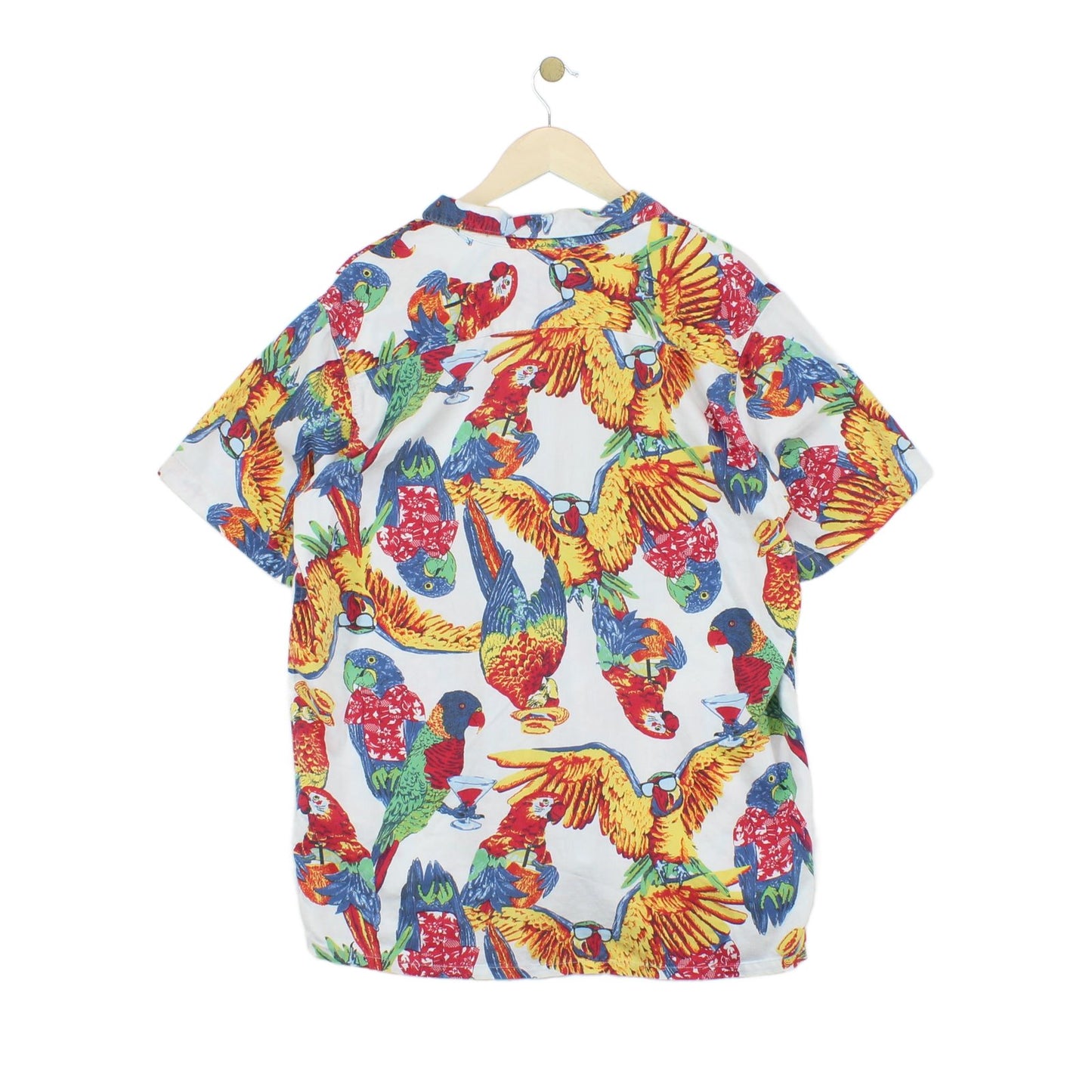 Mens Patterned Shirt Parrot Hawaiian Revere Collar