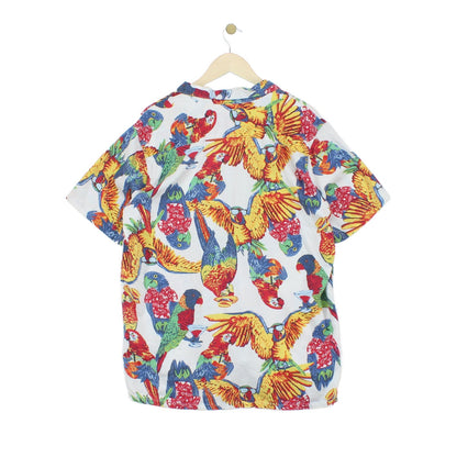 Mens Patterned Shirt Parrot Hawaiian Revere Collar