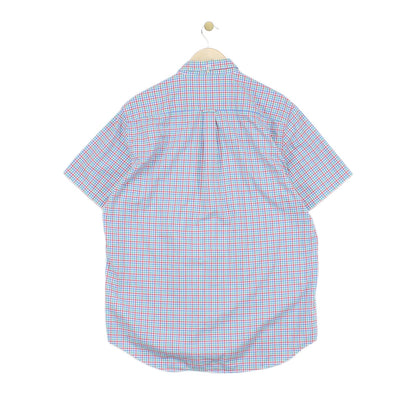 Mens Check Shirt Short Sleeve Button Down Classic