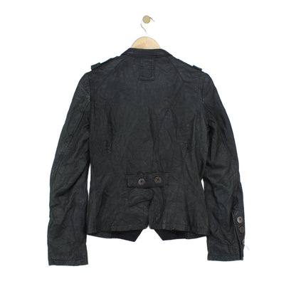 Womens Leather Jacket Made In Italy Button Up