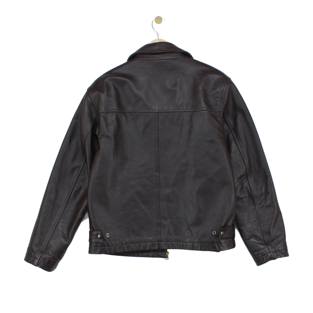 Mens Leather Jacket Zip Collared