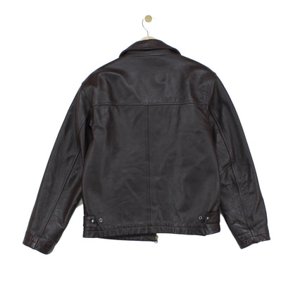 Mens Leather Jacket Zip Collared
