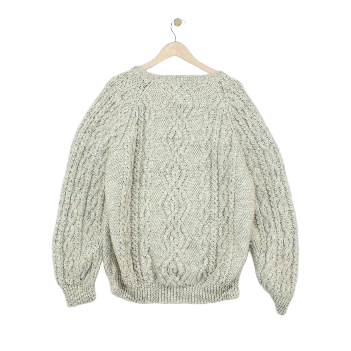 Mens Aran Knit Jumper Cable Knit Crew Neck