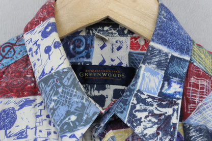 Mens Abstract Shirt  Casual Short Sleeve