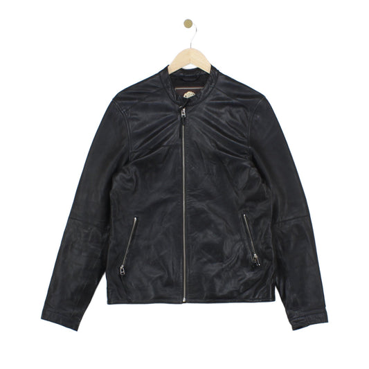 Mens Leather Jacket Biker Slim