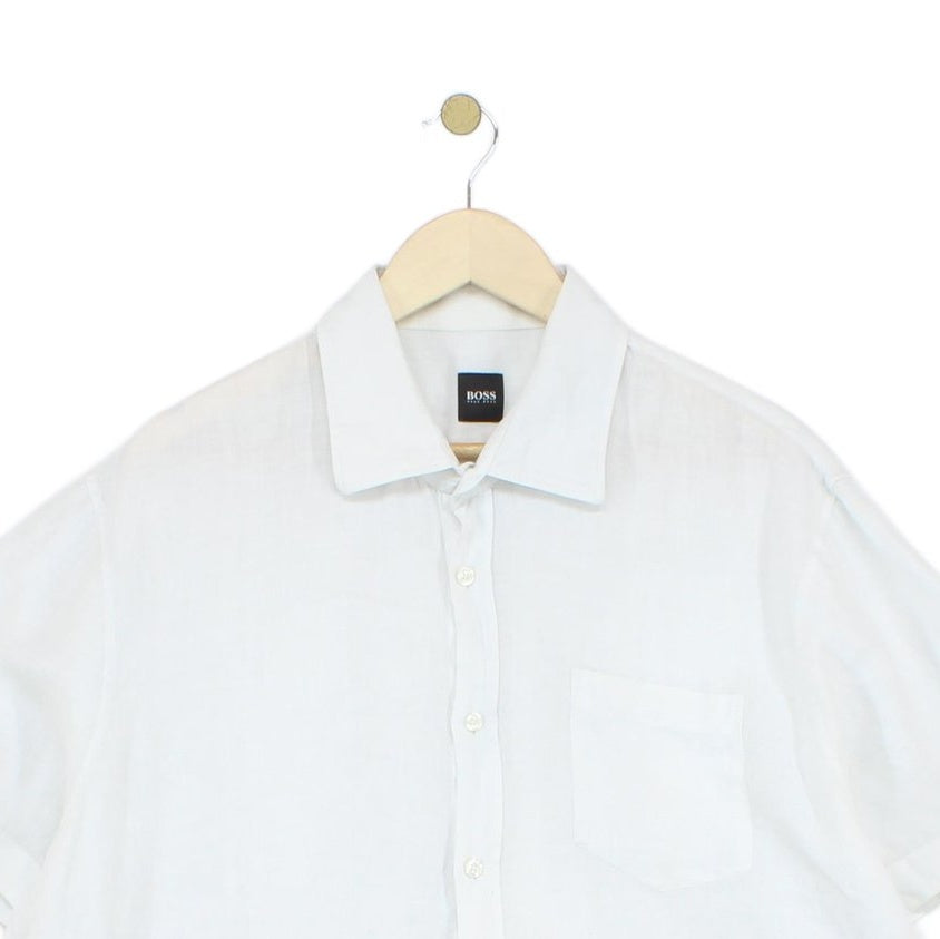 Mens Linen Shirt Short Sleeve Formal
