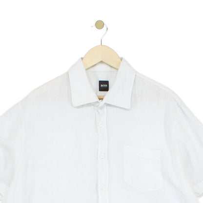 Mens Linen Shirt Short Sleeve Formal