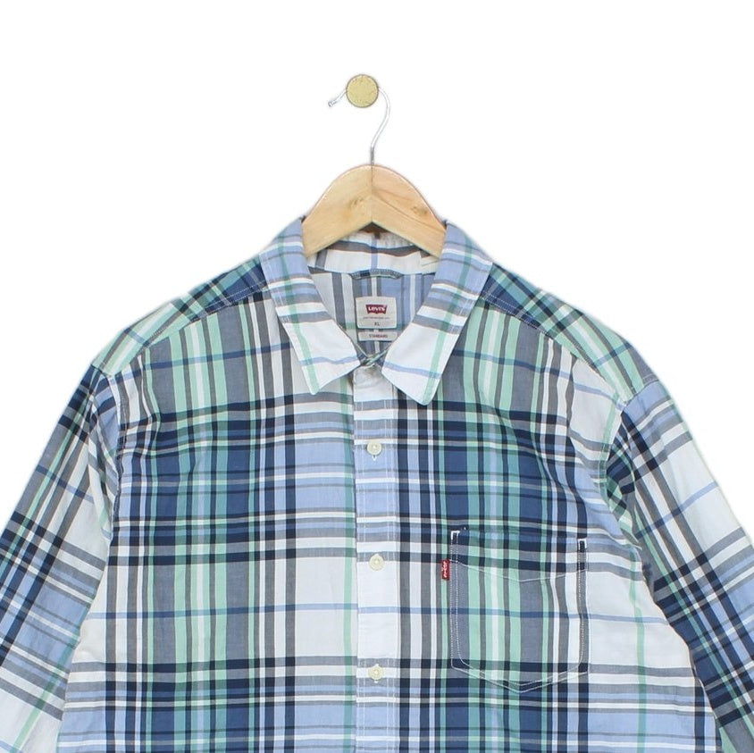 Mens Plaid Shirt Check Button Up