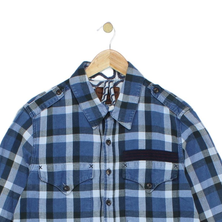 Mens X Lee Plaid Shirt Long Sleeve Button Up