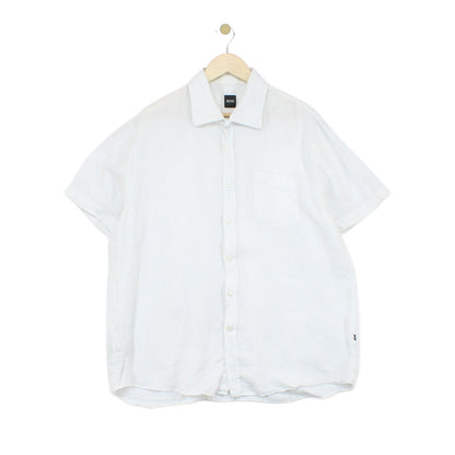 Mens Linen Shirt Short Sleeve Formal