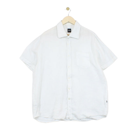 Mens Linen Shirt Short Sleeve Formal