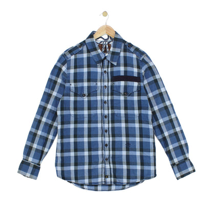 Mens X Lee Plaid Shirt Long Sleeve Button Up