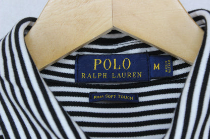 Mens Striped Polo Shirt Short Sleeve Pima Soft Touch