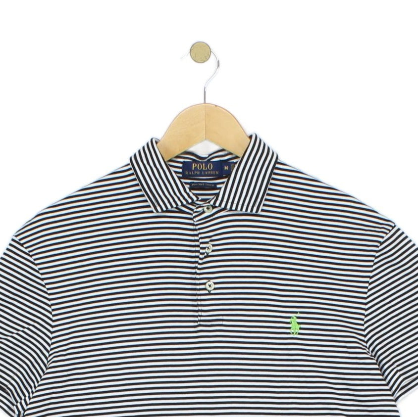 Mens Striped Polo Shirt Short Sleeve Pima Soft Touch