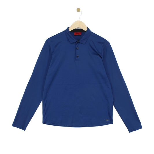 Mens Polo Shirt Long Sleeve Slim Fit