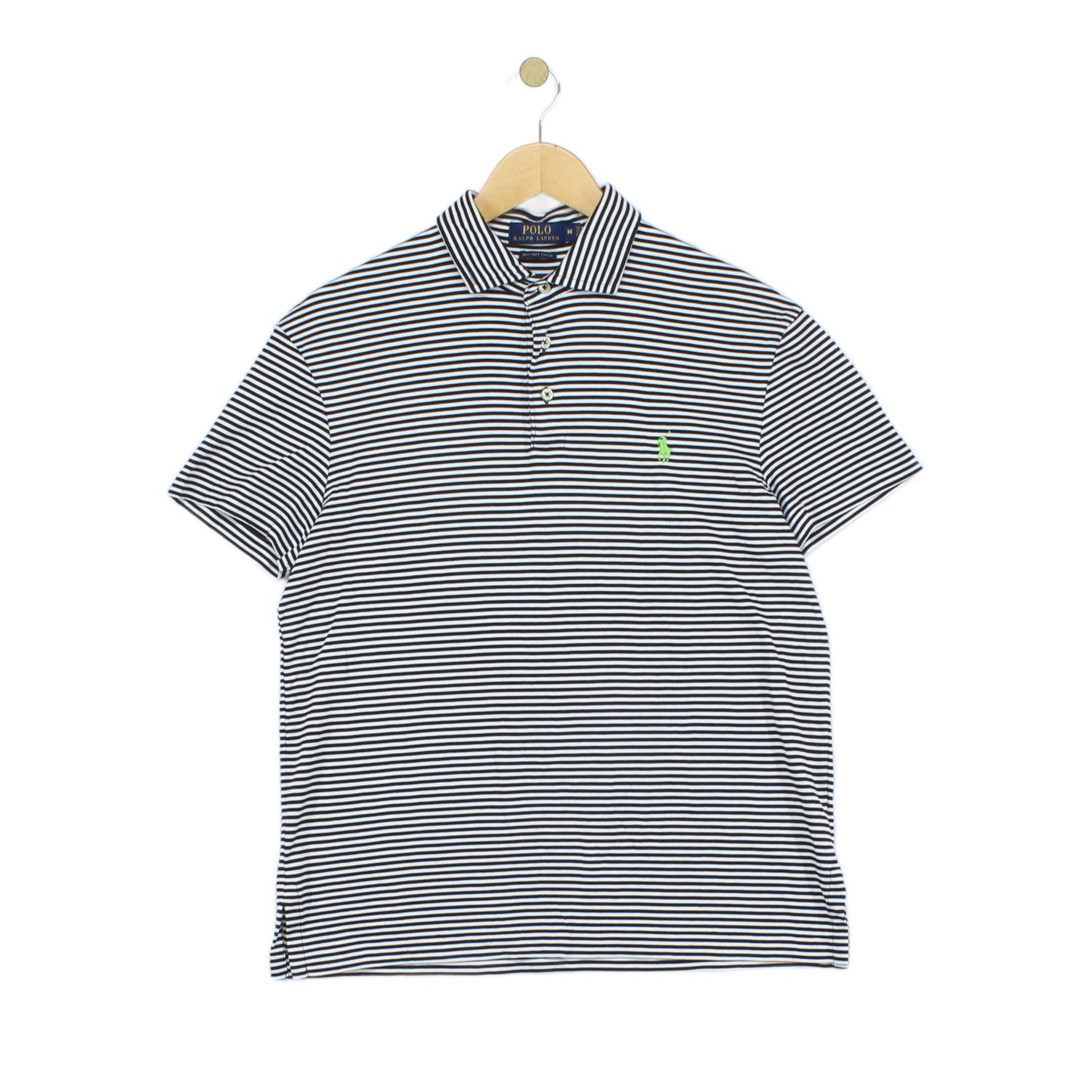 Mens Striped Polo Shirt Short Sleeve Pima Soft Touch