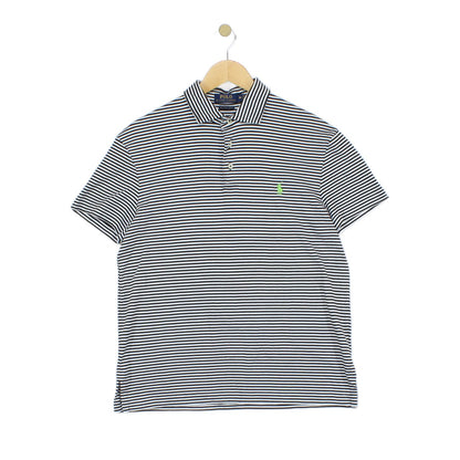 Mens Striped Polo Shirt Short Sleeve Pima Soft Touch