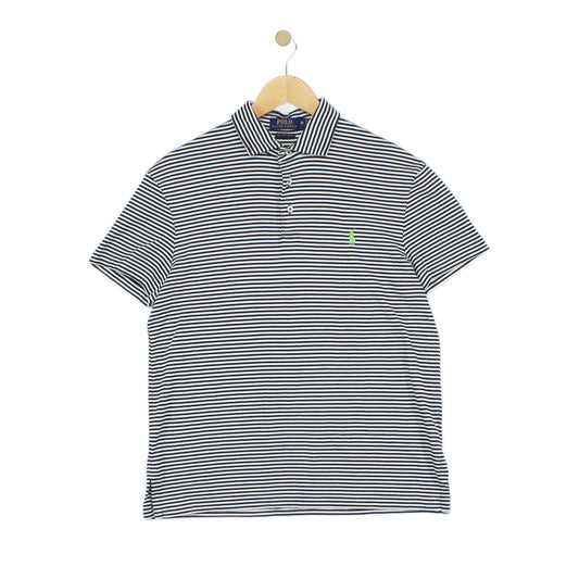 Mens Striped Polo Shirt Short Sleeve Pima Soft Touch