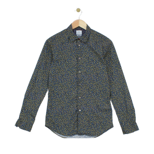 Mens Floral Shirt Long Sleeve Slim Fit