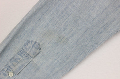 Mens Denim Shirt Slim Fit Long Sleeve Button Down