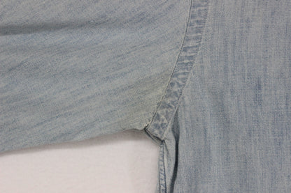 Mens Denim Shirt Slim Fit Long Sleeve Button Down