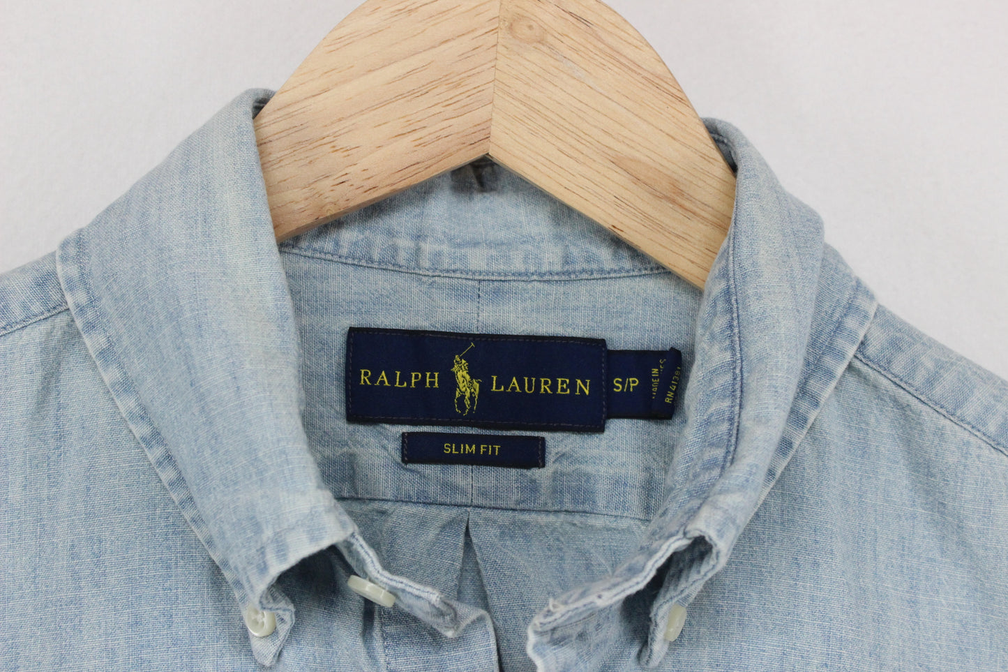 Mens Denim Shirt Slim Fit Long Sleeve Button Down