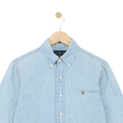 Mens Denim Shirt Slim Fit Long Sleeve Button Down